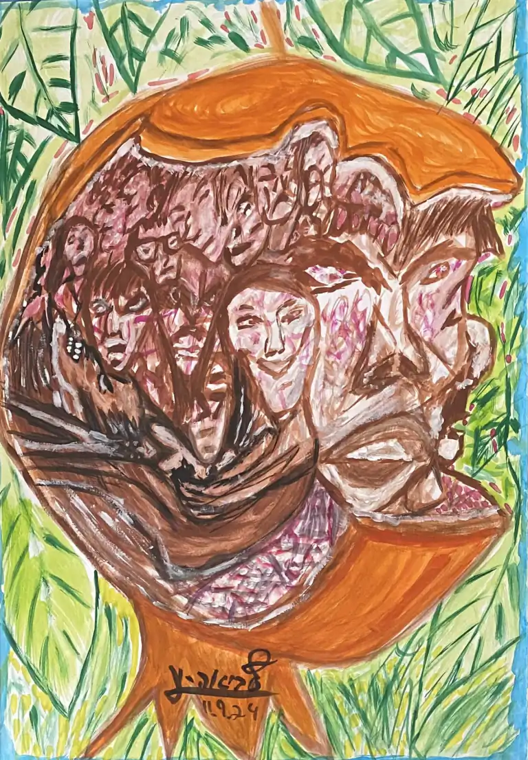 Full as a Pomegranate — an intuitive painting by Zvi Aharon