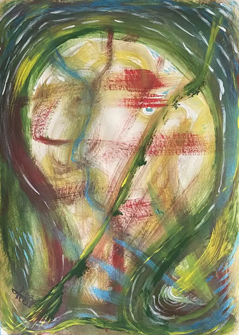 Half-Broken Self-Portrait, an intuitive painting by Zvi Aharon